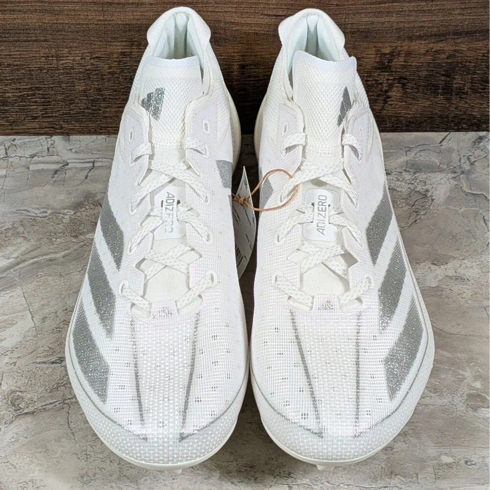 Adidas Adizero Electric Men's 12 White Metallic Silver Football Cleats IE4374